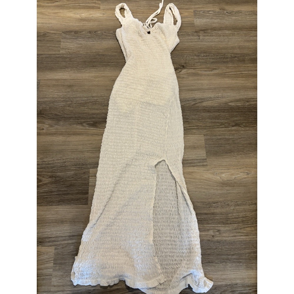 Free People Fp Beach Ivory Eleni Bodycon Midi Maxi Dress Sz Small White Knit